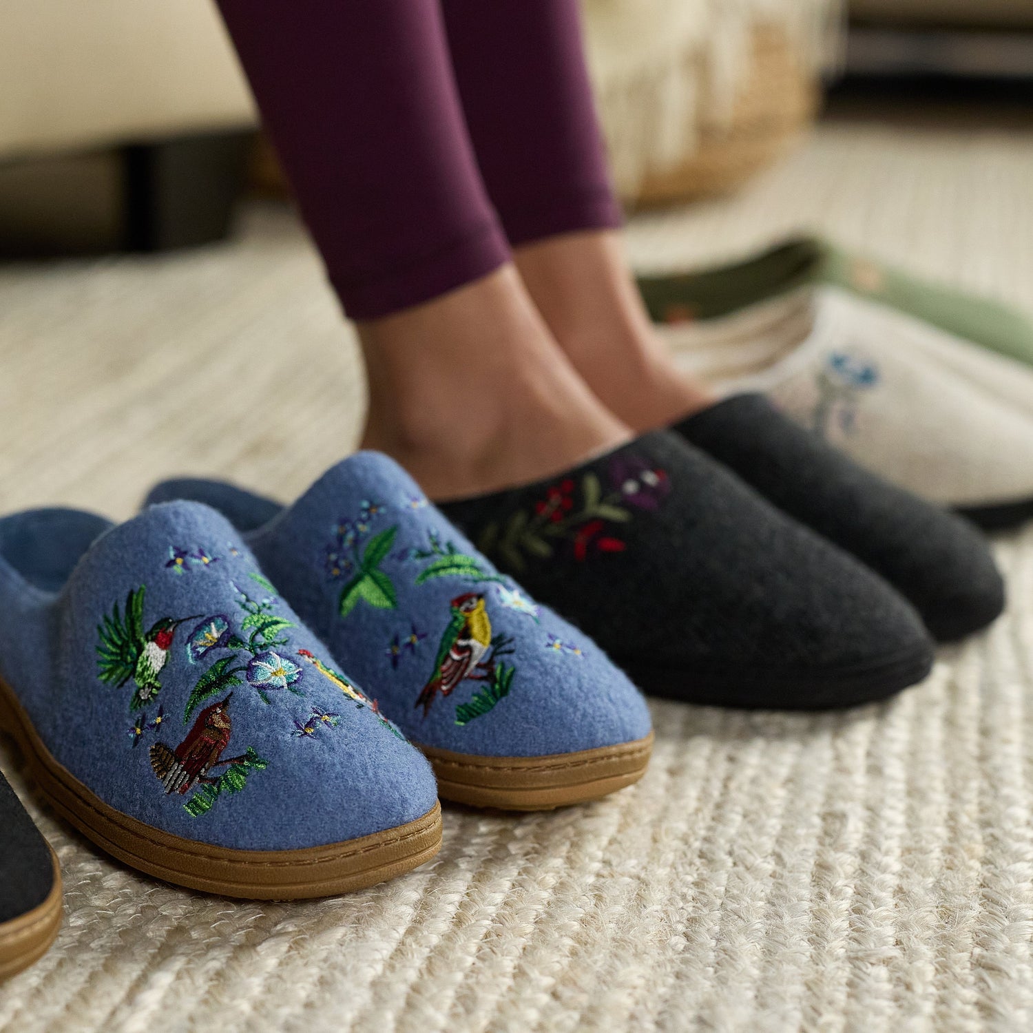 25207 Women's Embroidered Boiled Wool Clog #color_denim