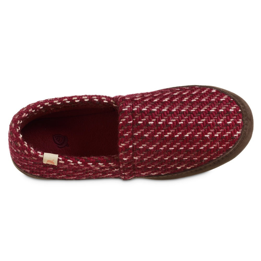Women’s Original Acorn Moccasins in Garnet Red Inside Top View