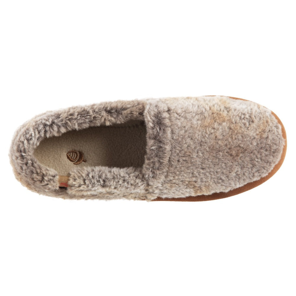 Acorn Moccassin Slipper Brown Berber Top Down View