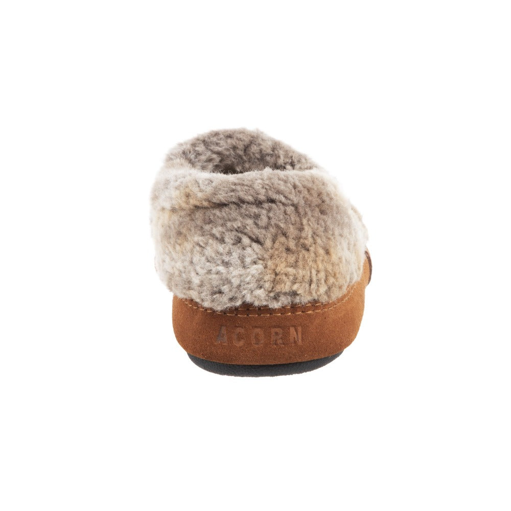 Acorn Moccasin Slipper Back View Brown Berber