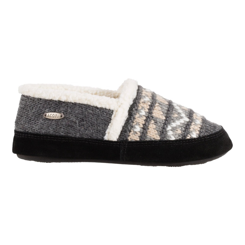 Acorn Nordic Moccasin Slipper Grey Side View