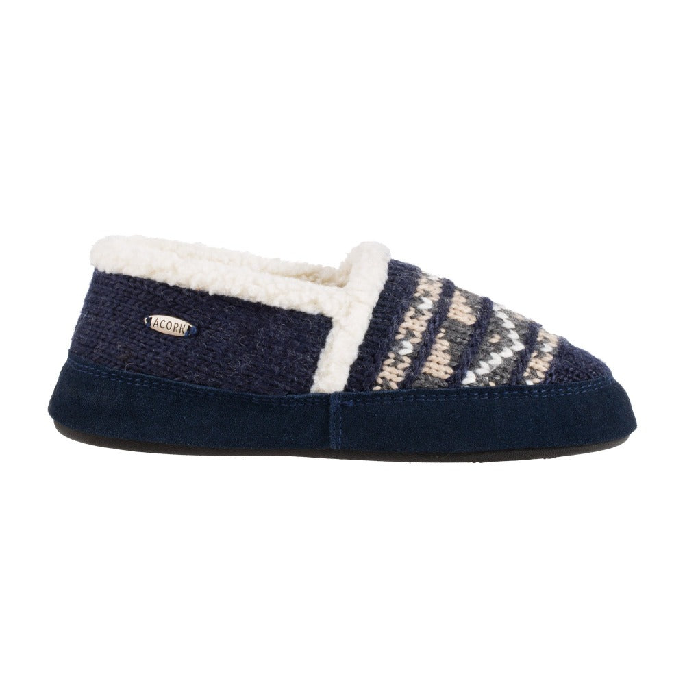 Acorn Nordic Moccasin Slipper Nordic Blue Side View