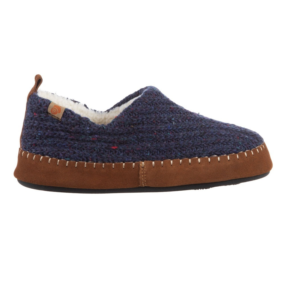 Acorn Navy Camden Slipper Recycled Yarn Side Profile 