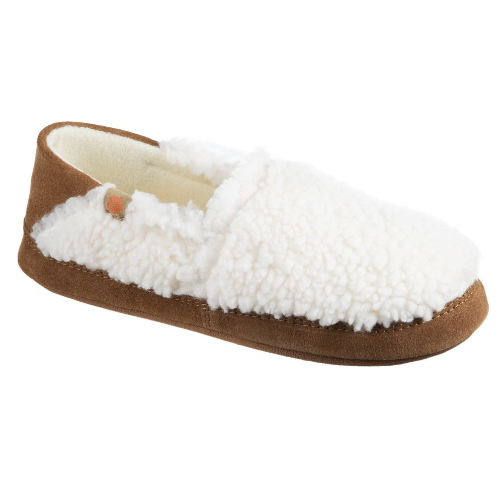 Women’s Acorn Moc with Collapsible Heel Slipper in Buff Popcorn Right Angled View