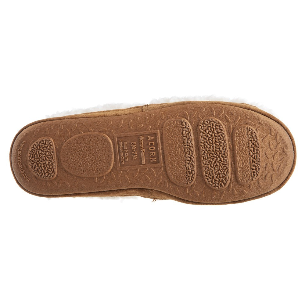 Women’s Acorn Moc with Collapsible Heel Slipper in Buff Popcorn Bottom Sole Tread