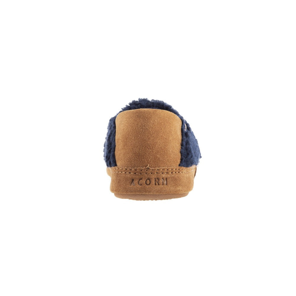 Women’s Acorn Moc with Collapsible Heel Slipper in Navy Blue Back Heel