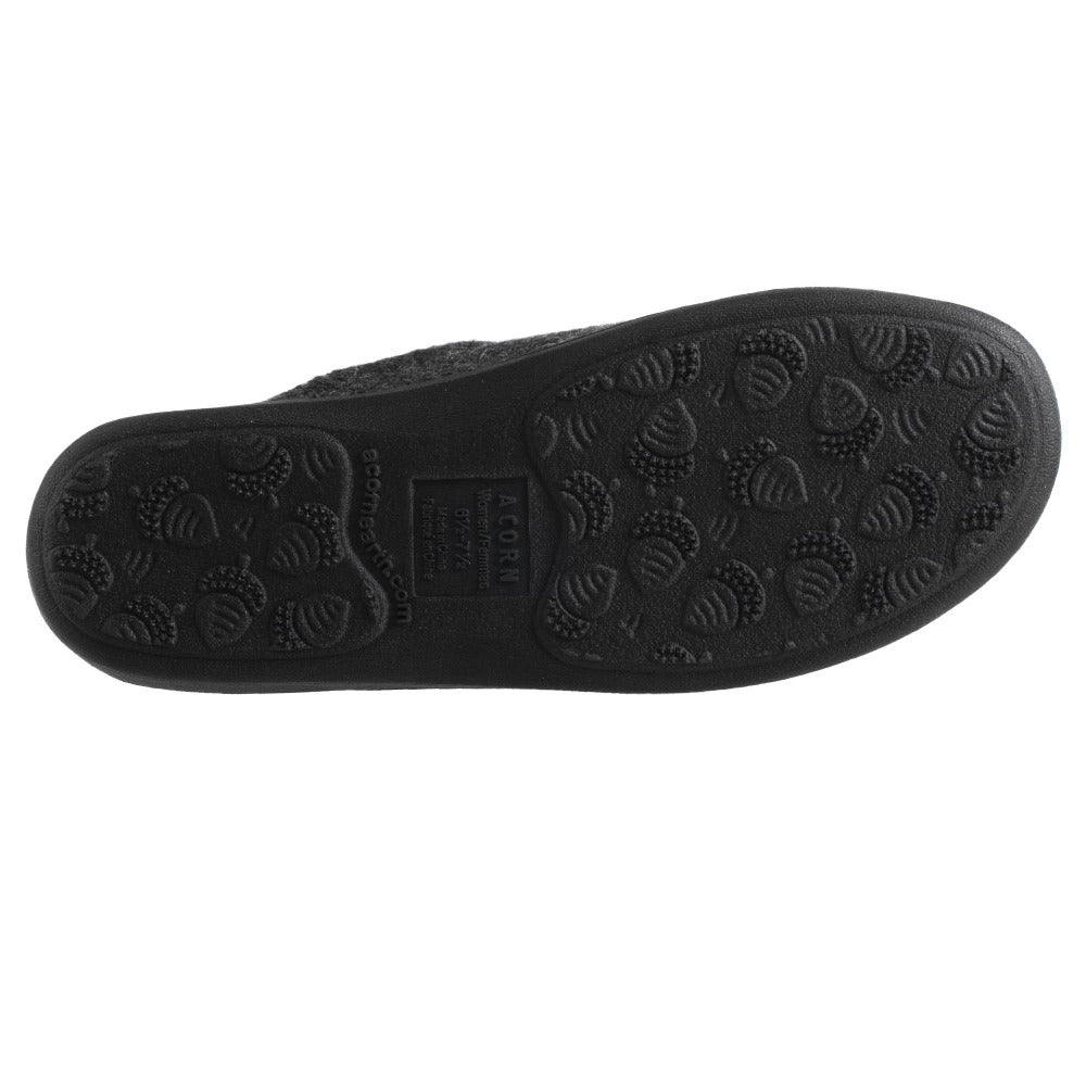 Women’s Flora Hoodback Slipper in Charcoal Heathered Bottom Sole Tread