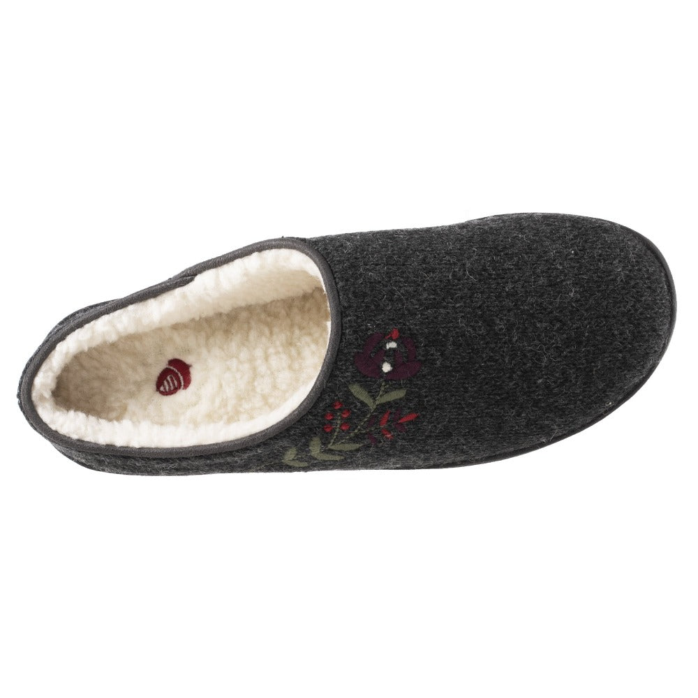 Women’s Flora Hoodback Slipper in Charcoal Heathered Inside Top View
