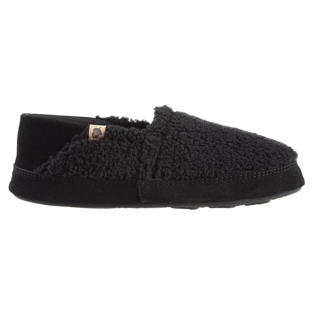 Men’s Acorn Moc with Collapsible Heel Slipper in Black Berber Profile