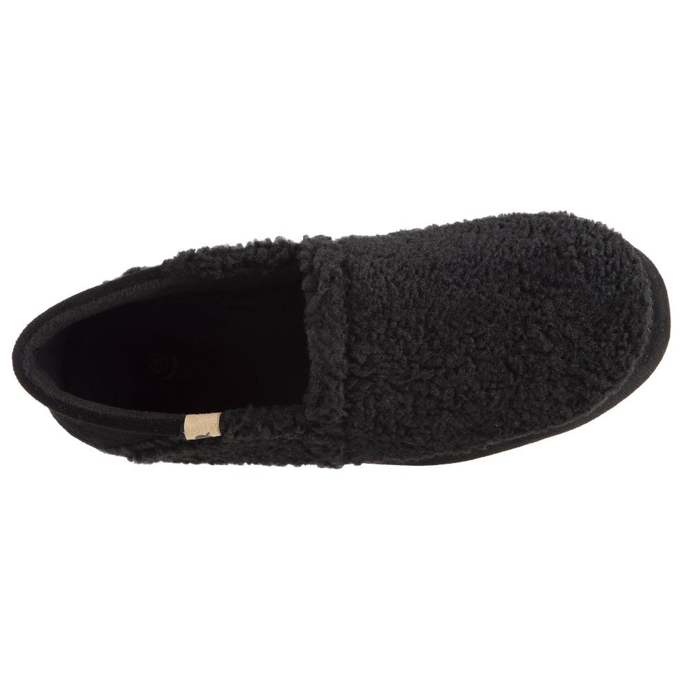 Men’s Acorn Moc with Collapsible Heel Slipper in Black Berber Inside Top View