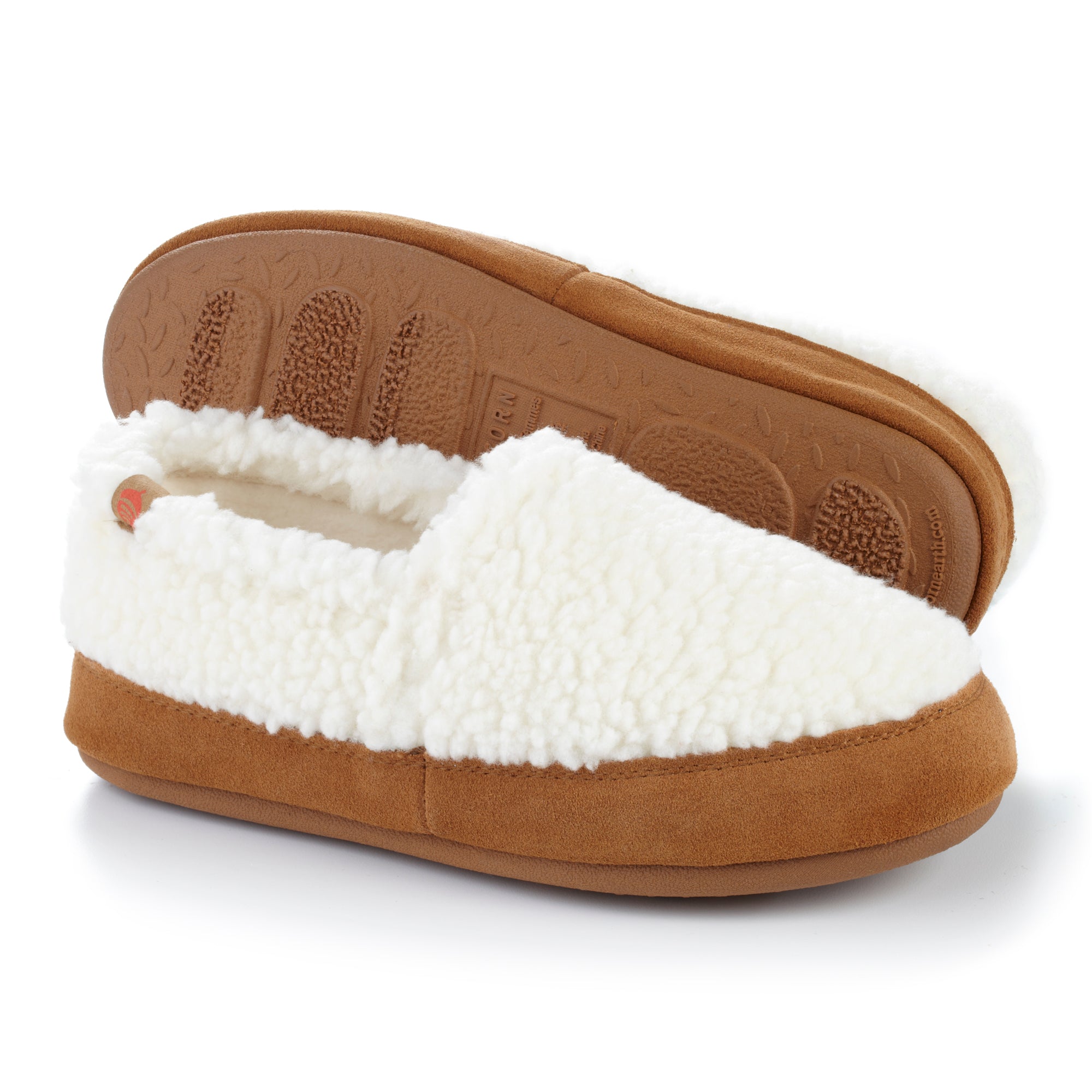 Acorn Moc Slipper Pantofole Donna Con Tacco In Pelle Scamosciata Pieghevole E Fodera In Micro-Pile - Uso Interno/Esterno