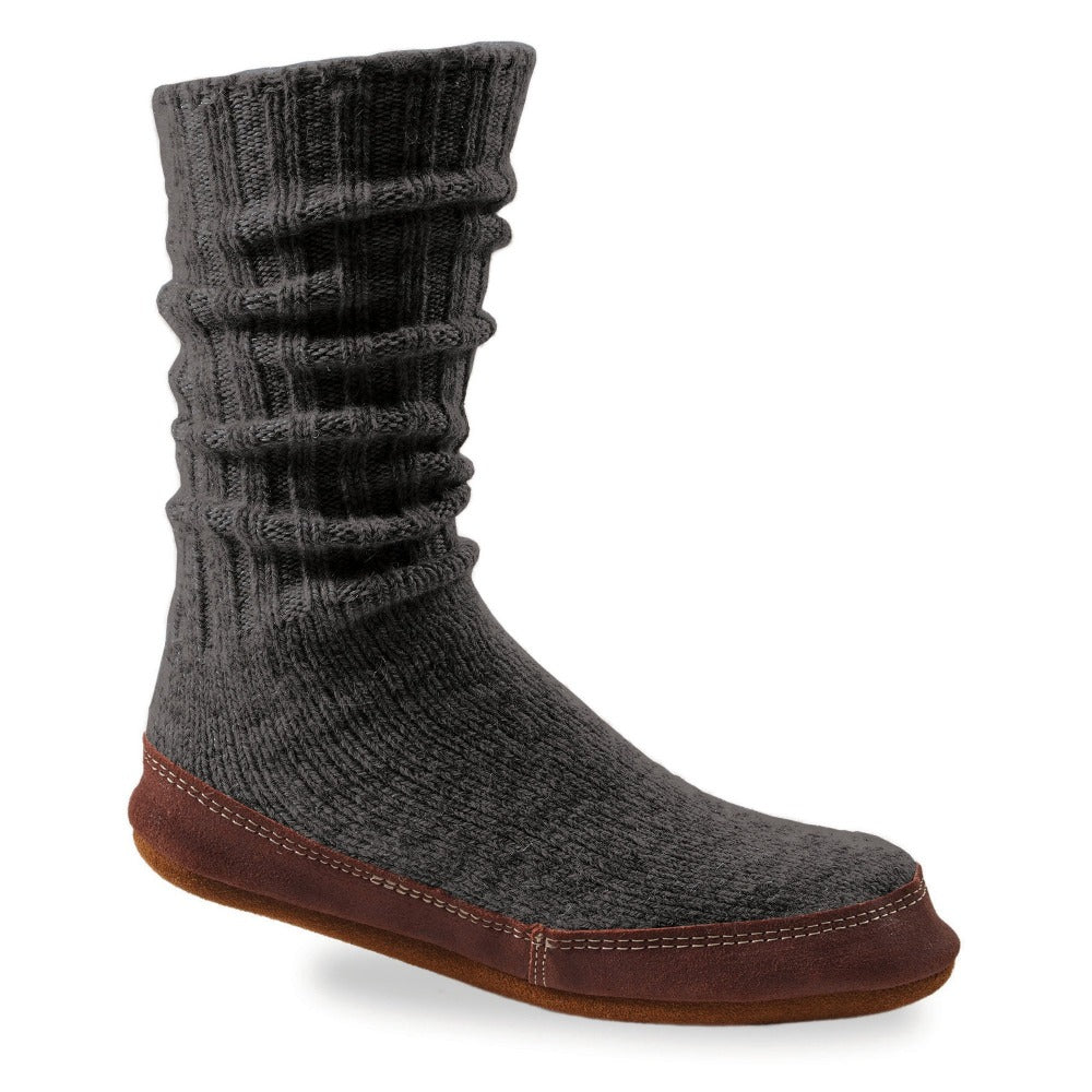 The Original Slipper Sock in Charcoal Ragg Wool Side View