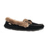 Acorn Womens Faux Fur Moccasin Slippers in Black Side Profile View