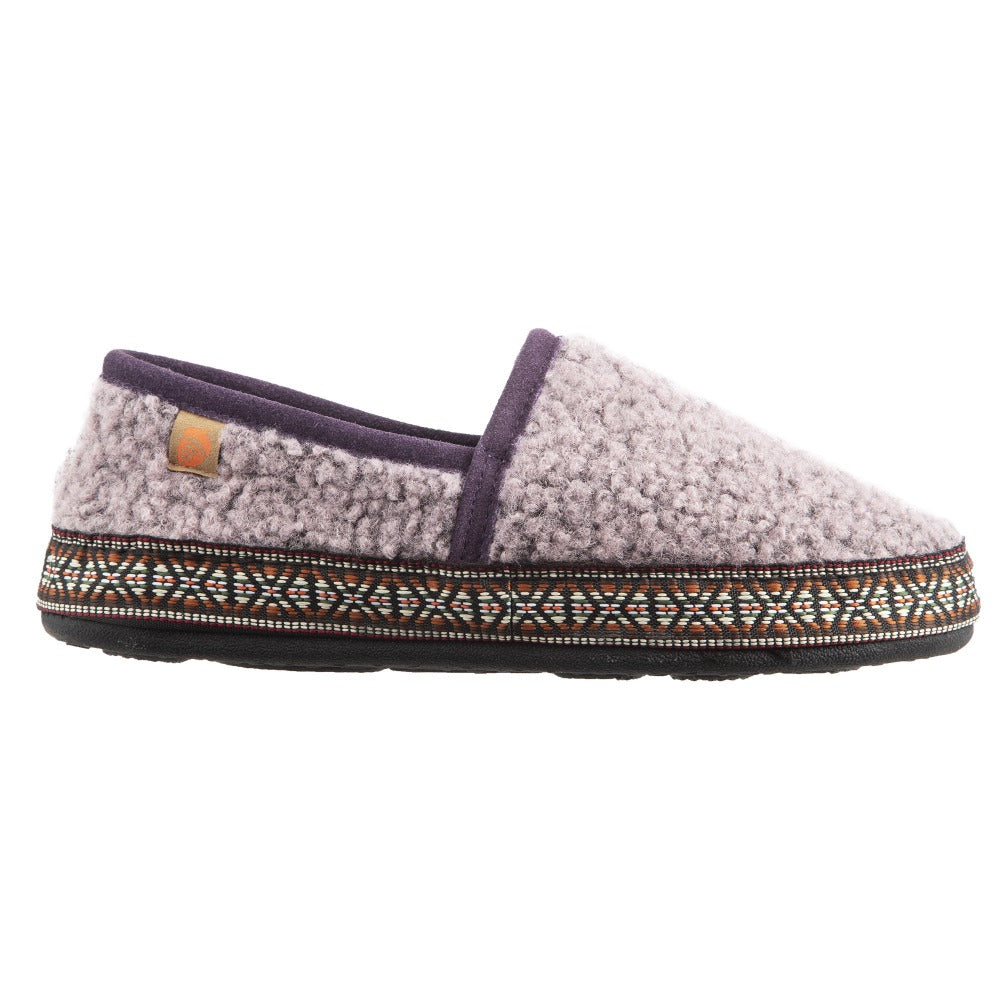 Acorn Woven Trim Moccasin Iris Side Profile View