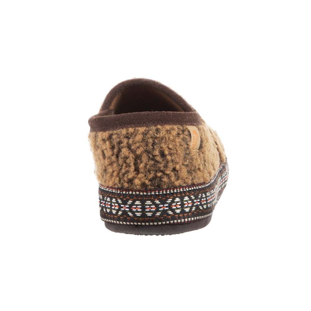 Acorn Moc Woven Trim Slipper in Brown Back View