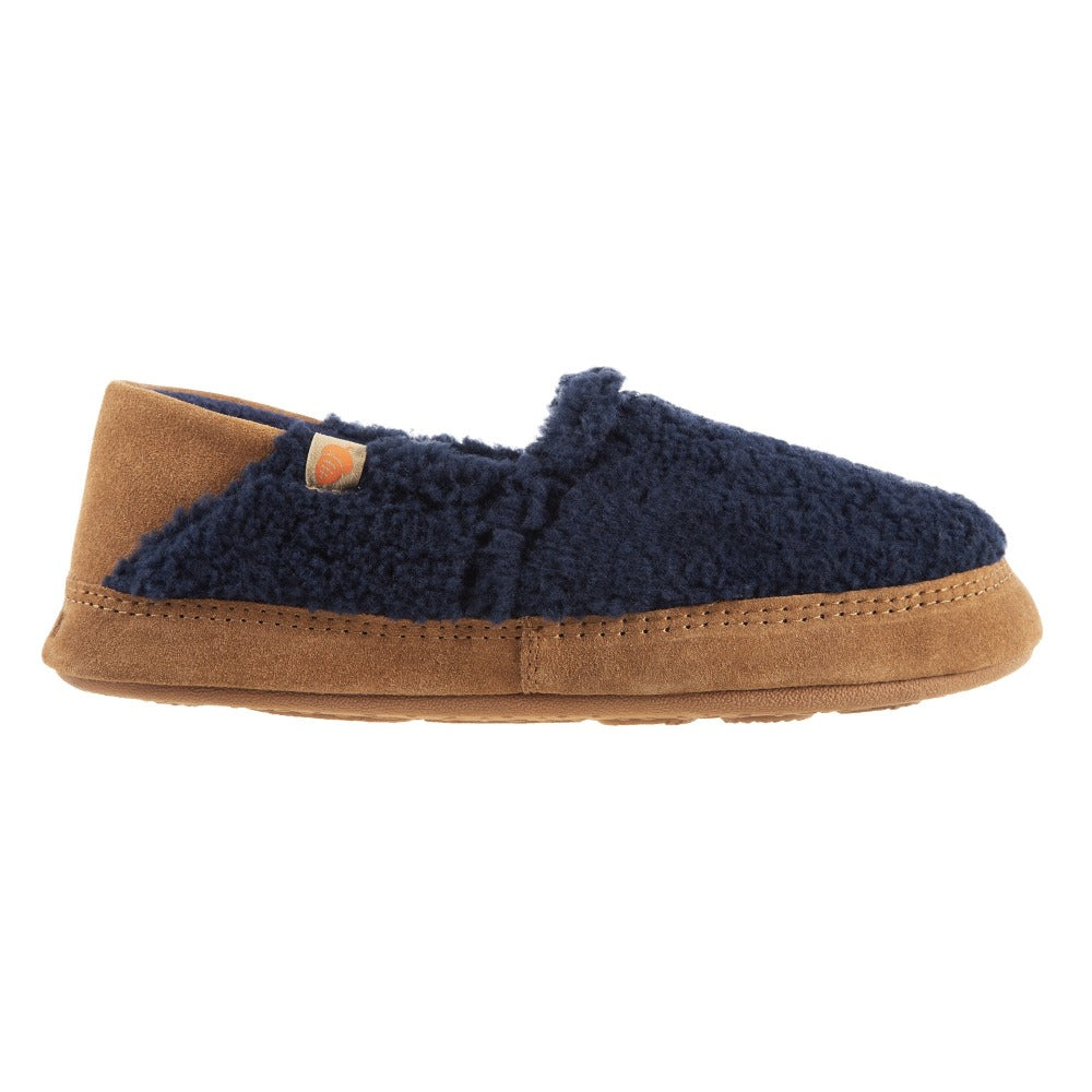 Women’s Acorn Moc with Collapsible Heel Slipper in Navy Blue Profile