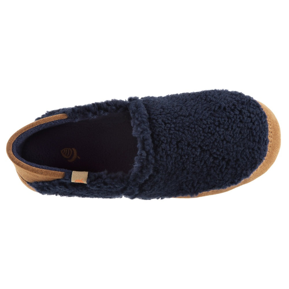 Women’s Acorn Moc with Collapsible Heel Slipper in Navy Blue Inside Top View