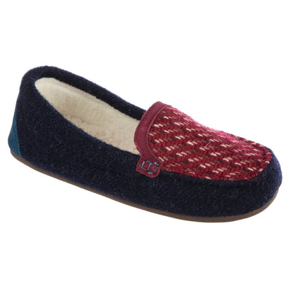 Women’s Andover Driver Moc Slipper in Navy Blue Right Angled View