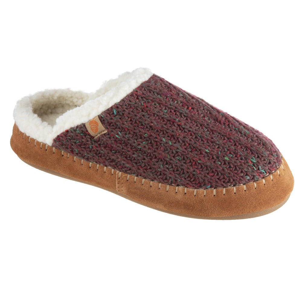 Women’s Recycled Camden Clog in Garnet Right Angled View