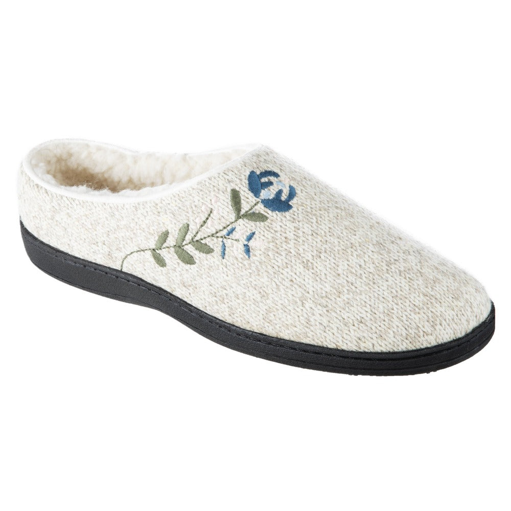 Women’s Flora Hoodback Slipper in Oatmeal Heathered Right Angle View