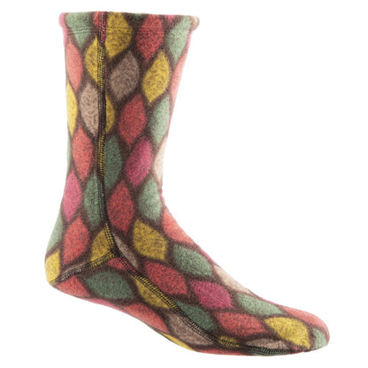 Acorn Versafit Fleece Socks in Brown Leaves Pattern