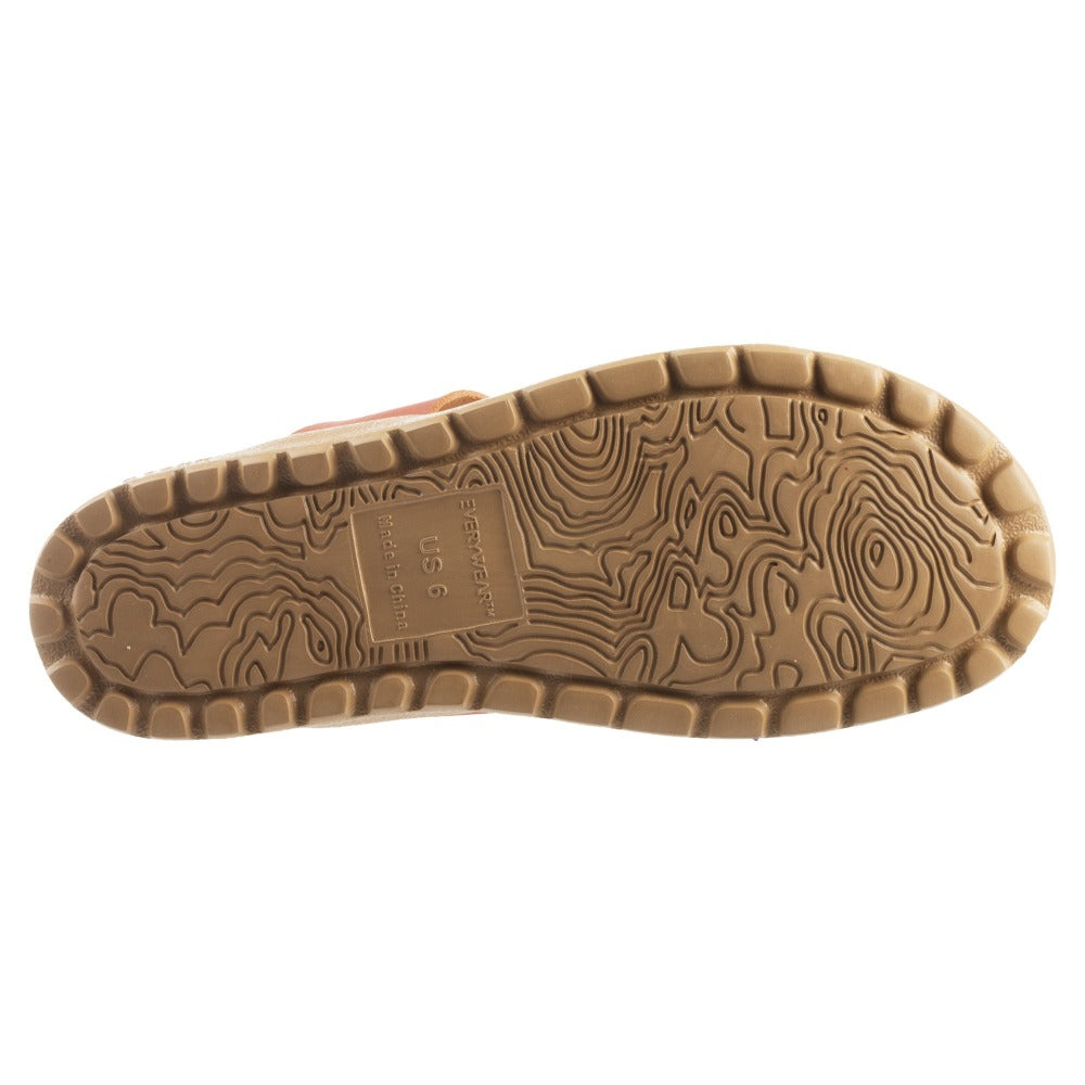Acorn Riley Sandal in Orange Outsole View with Topography Map