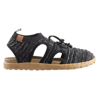 Acorn Casco Recycled Knit Sandal in Black with Bungee Closure