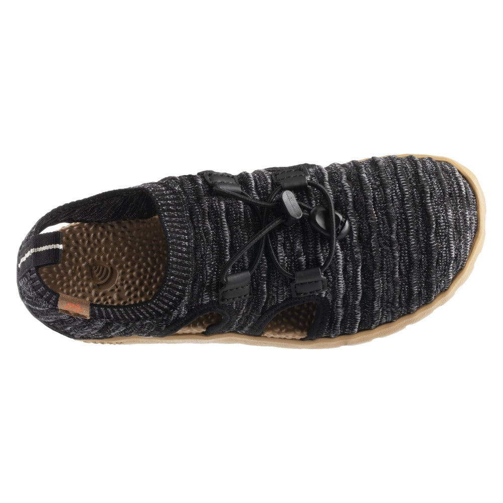 Acorn Casco Recycled Knit Sandal in Black  Top Down View