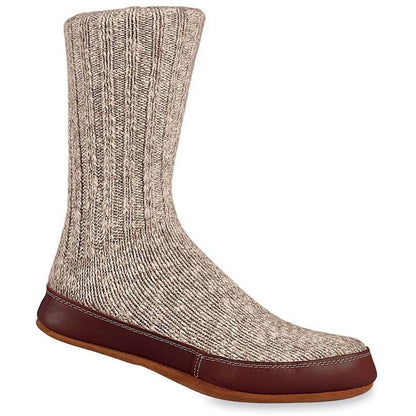 Slipper Sock - Acorn Slipper sock indoor / outdoor. Wool sock with Leather sole